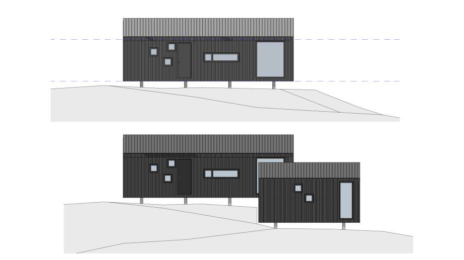 Stranda 30 med anneks sett fra langside
